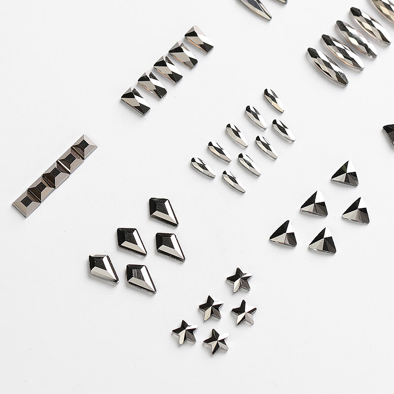 1 Roda Kristal Permata Kuku Berlian Imitasi untuk Seni Kuku Kaca Geometri Bunga Perhiasan Batu Kuku Dekorasi Manikur