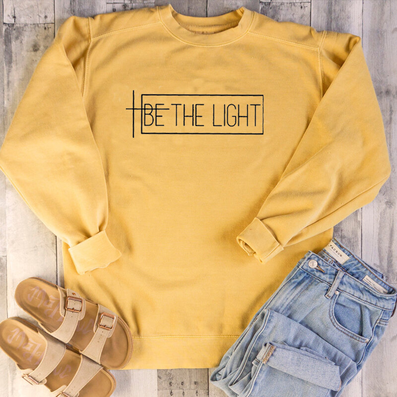 Быть свет Для женщин свитер и худи пуловер с круглым вырезом Длинные рукава Harajuku уличная Faith Tumblr церковные одежды Топы