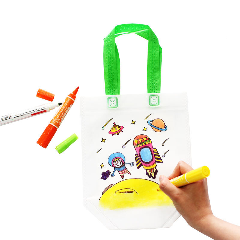 2019 子供のdiy環境グラフィティバッグ収納パッケージ子供幼稚園手作り着色塗装学習おもちゃ