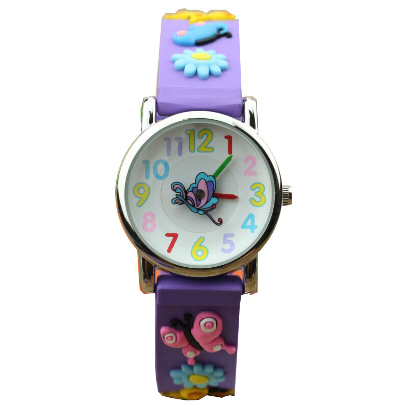 2019 NAZEYT promotion3D Butterfly Rubber Strap Quartz Watches Luxury Brand Waterproof Children Qlastic Watches Clock Child Watch