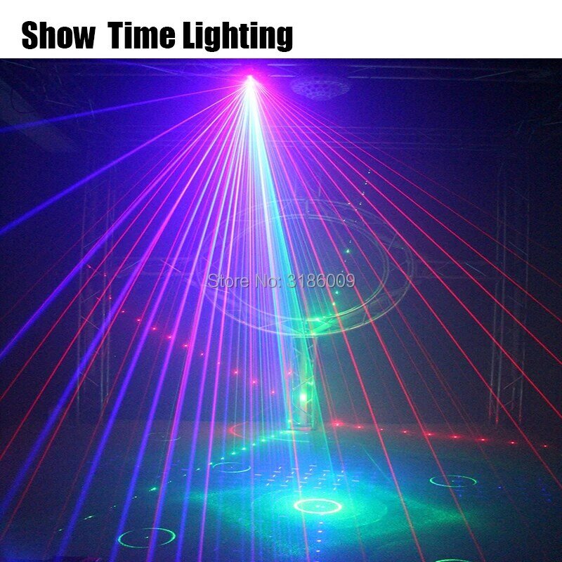 Show Time 6 Lens DMX Red Green Blue RGB Beam 16 Patterns Laser Scanner Light Home Party DJ Stage Lighting KTV Show Sector laser