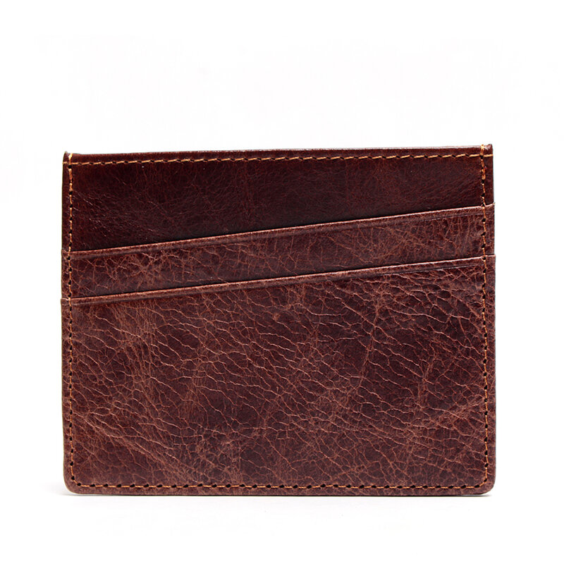 Portefeuille magique en cuir véritable pour hommes et femmes, porte-cartes de crédit, café, Mini étui mince et porte-cartes d'identité, support d'affaires