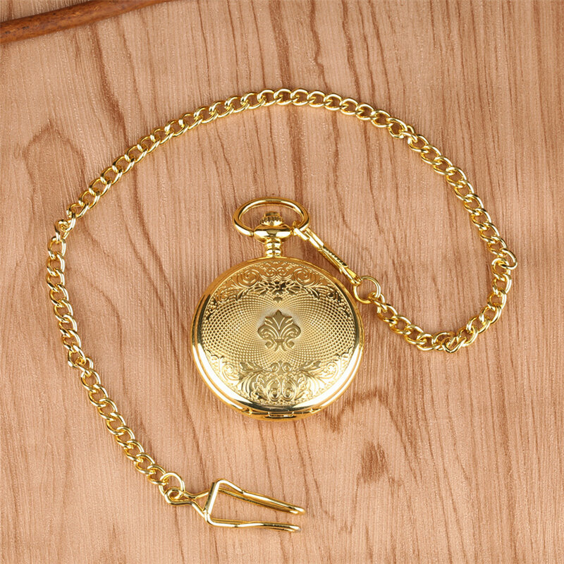Jam Tangan Saku Mekanis Emas Mewah Jam Tangan Liontin Angin Desain Istimewa Rantai Saku Fob untuk Pria Wanita Reloj De Bolsillo