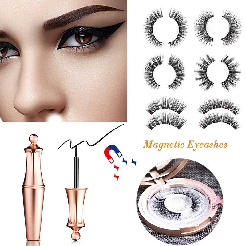 Magnetyczne sztuczne rzęsy Eyeliner magnetyczne rzęsy zestaw wysokiej jakości wodoodporny długotrwały naturalny Eyeliner sztuczne rzęsy