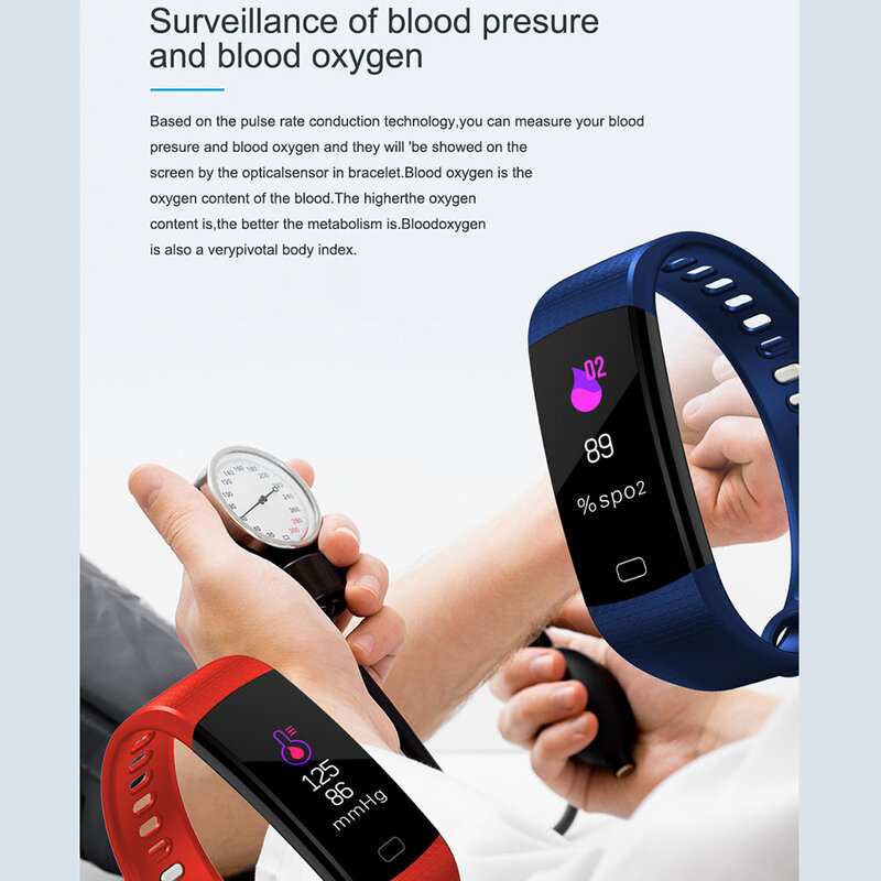 Pulsera inteligente Y5, Monitor de pulso cardíaco y presión arterial, rastreador de Fitness, pulsera inteligente, reloj inteligente a prueba de agua, podómetro
