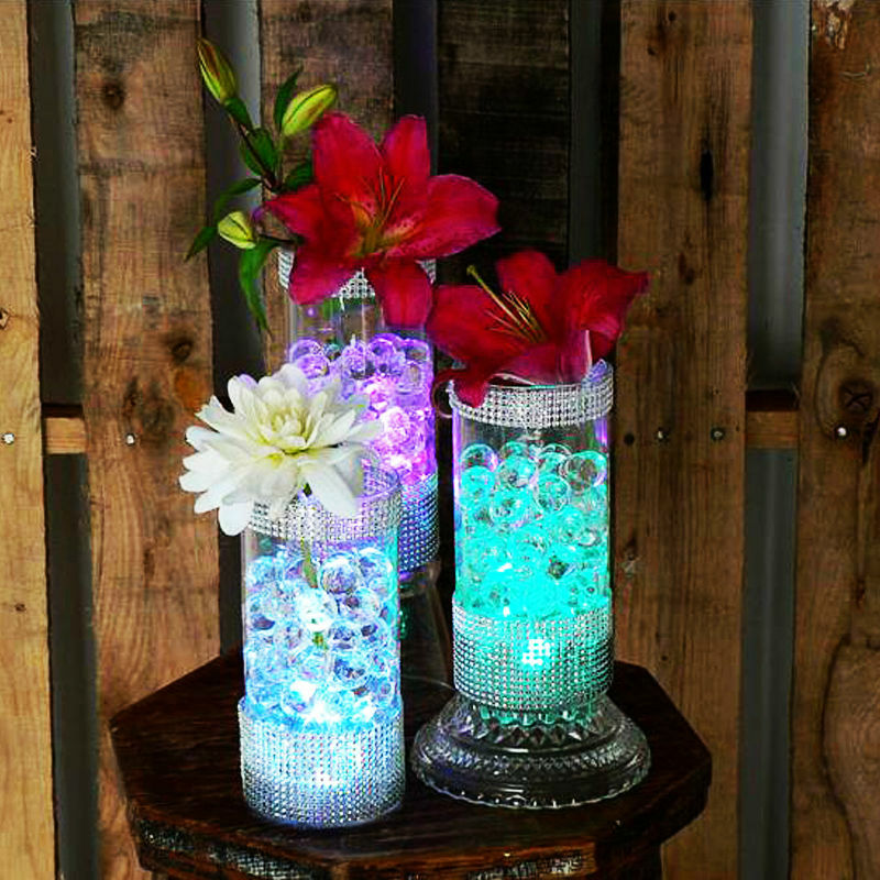 12 unids/lote de decoración de boda bajo el florero impermeable vela Led, arreglo de flores/Piscina/estanque iluminación