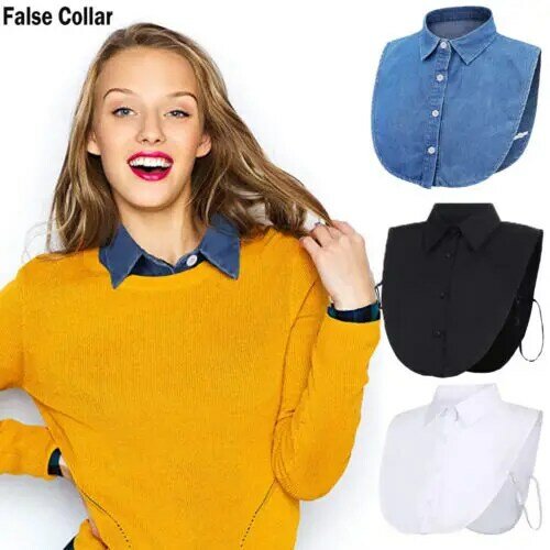 2019 Women Ladies False Fake Collar  Half Shirt Blouse Vintage Detachable Collar Bib Convenient Solid Casual Fashion New Sale