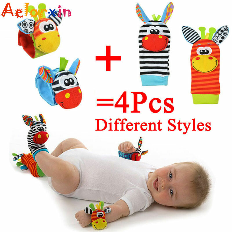 0〜12か月の赤ちゃんのおもちゃ,動物の形をした赤ちゃんのためのガラガラ,リストバンドとバグストラップ付きの靴下