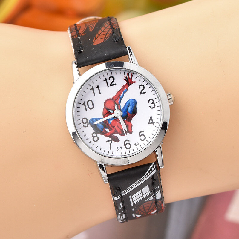 Zegarek Disney SpiderMan uroczy bajkowy zegarek zegarki dla dzieci chłopięcy prezent na Boże Narodzenie skórzany zegarek kwarcowy
