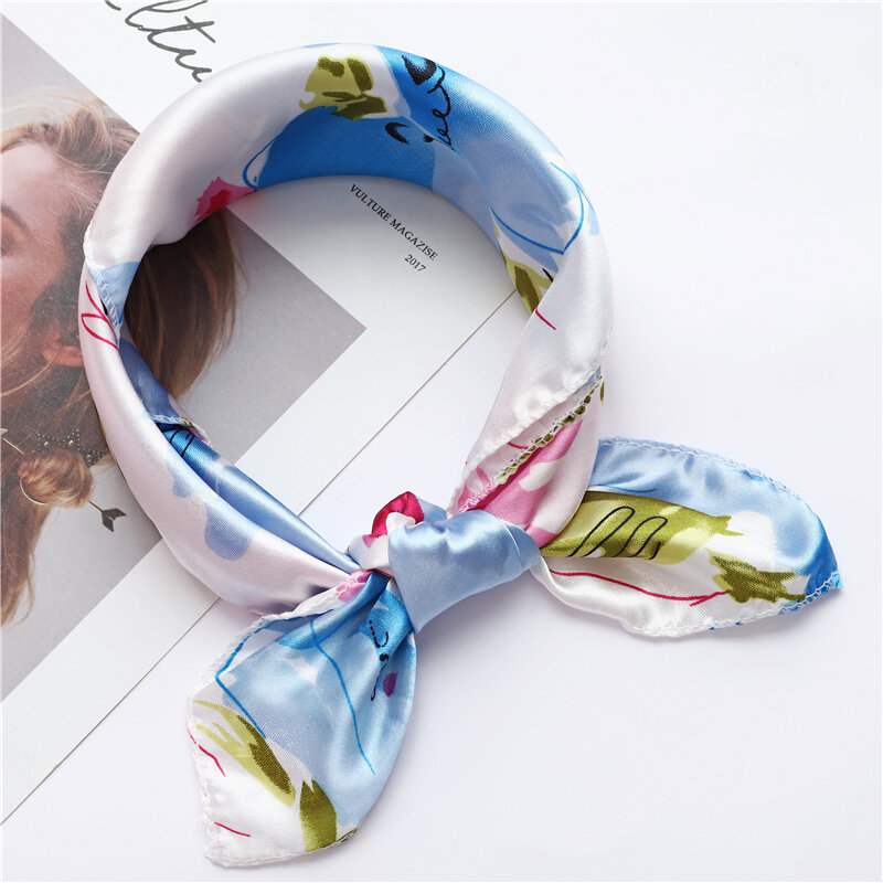 2019 женский шарф шелковая шаль волосы шейные шарфы квадратный бренд офисная печать официант в отеле стюардессы носовой платок кольца