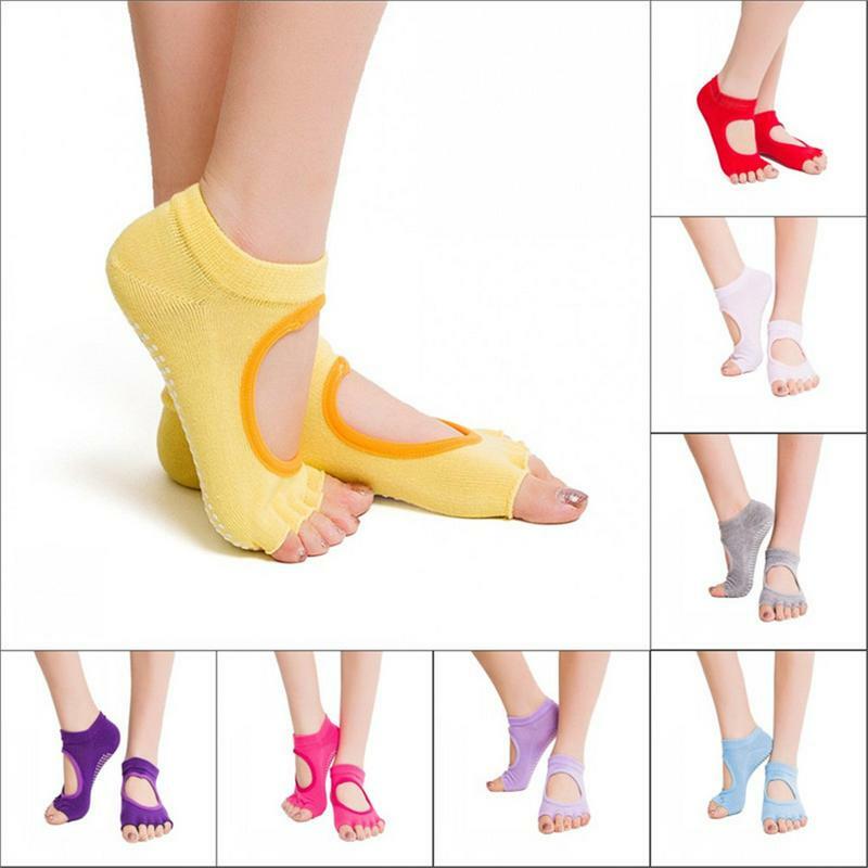 ถุงเท้าบัลเล่ต์สำหรับผู้หญิงถุงเท้าโยคะทรงกลมห้านิ้วถุงน่องเต้นรำบัลเล่ต์สำหรับผู้หญิง