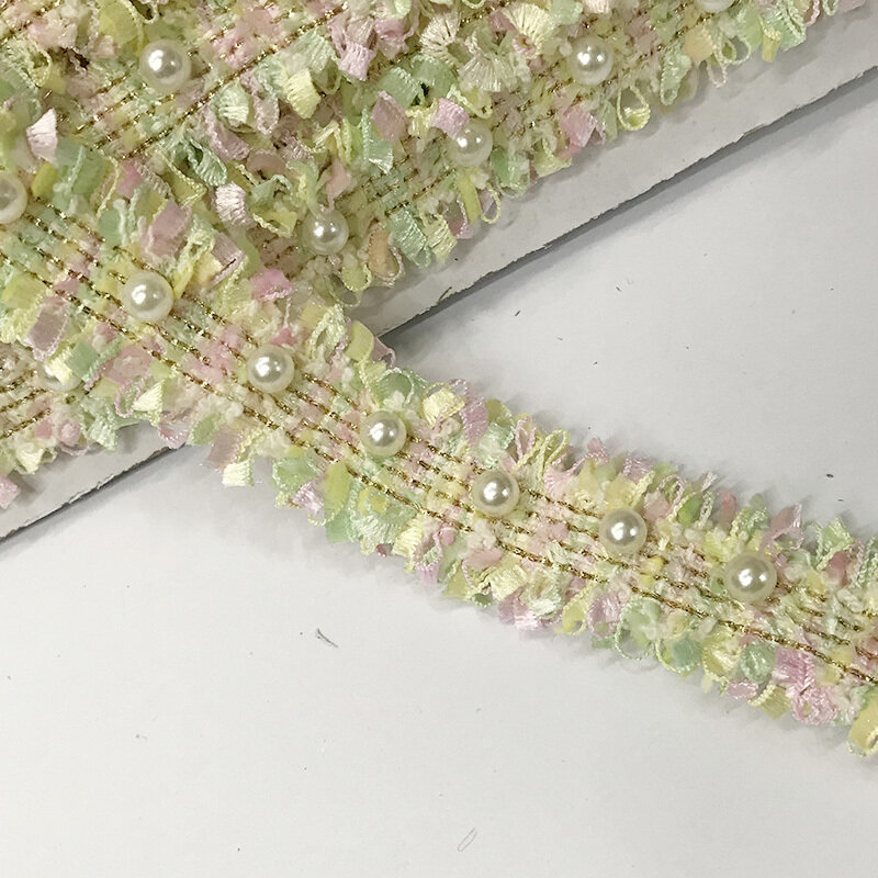 2cm Wide Handmade Beaded DIY Webbing Small Pearl Weaving Belt Accessories High Quality Sequined Tulle Lace With Beads And Stones