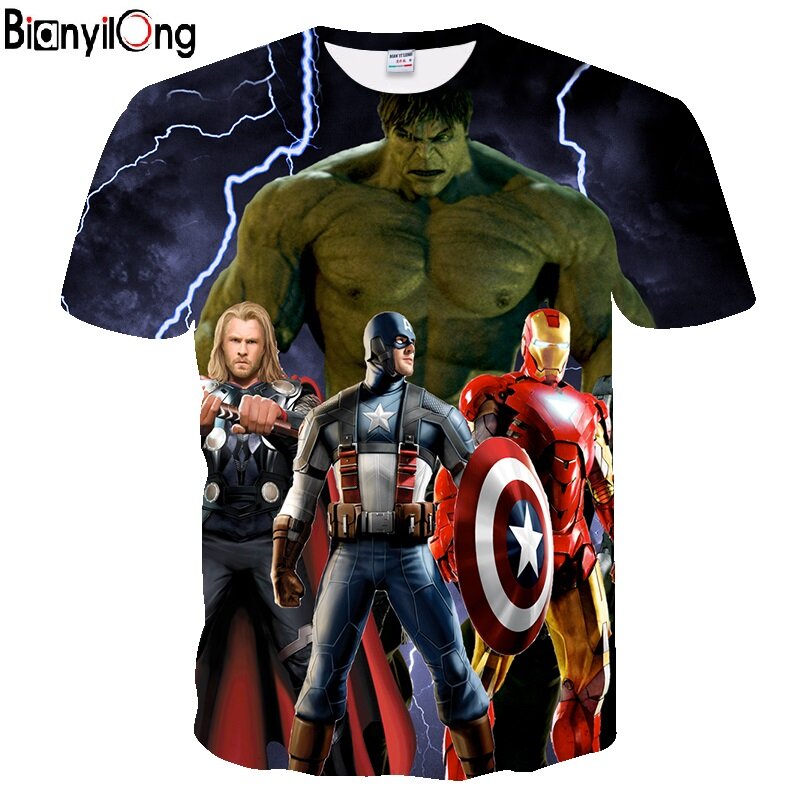 Avengers T-shirt Triathlon America Captain Iron Man Hawkeye Black Widow Movie Summer T-shirt Superhero Custom 3D Print T-Shirt