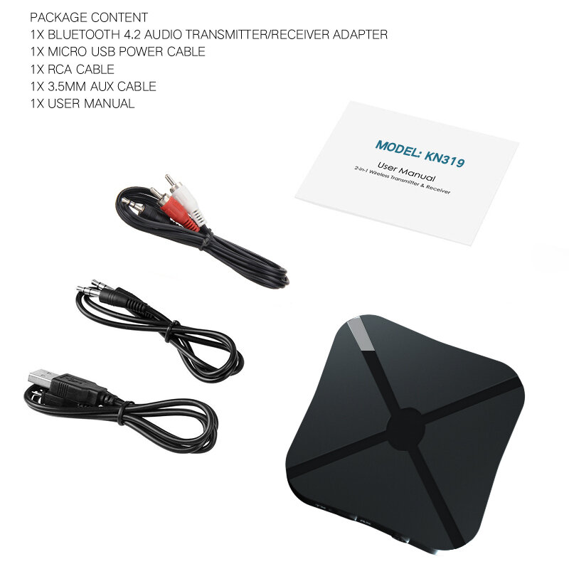 FUWUDIYI 2in1 Bluetooth Transmitter Receiver A2DP Bluetooth Transmitter Audio 4.2 Bluetooth Transmitter TV AUX Adapter for Car