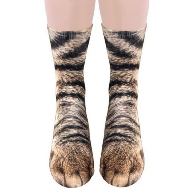 1 par 3D estampado de animal Calcetines Unisex tripulación Calcetines largos calcetines Casual suave lindo calcetines de algodón niños perro caballo cebra gato Tigre pata