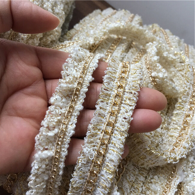 Fine Small Fragrant Wind Ribbon Golden Chain Lace Fabric For Crafts DIY Hat Headgear Bow Knot Clothes Skirt Sewing Free Shipping