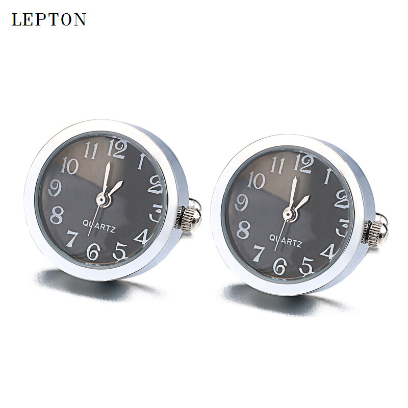 Hot Functional Watch Cufflinks For Mens Round Real Clock Cuff links With Battery Digital Watch Cufflink cuffs Relojes gemelos