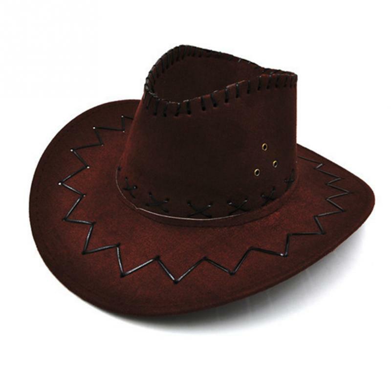 Casual sombrero de cowboy del oeste Sun Hat Cowgirls niños sombrero de gamuza Artificial ala ancha ocio Halloween niños sombrero 2019