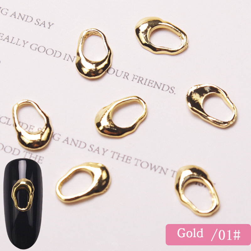 Нестандартные металлические ногти 10 шт., искусственные ювелирные изделия, сплав, японский Новый барокко, плоское основание, овальные золотые и серебряные аксессуары для ногтей