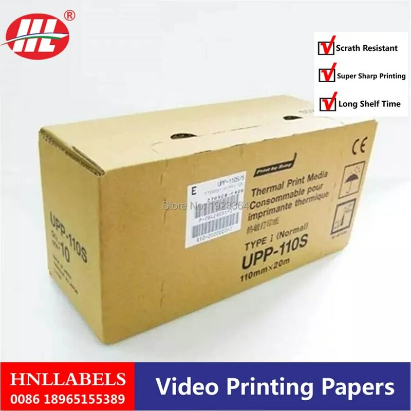 Rollos de papel térmico con grabadora B para impresora, hojas de papel térmico de UPP-110S, UPP 110S, 110mm x 20m, 4 Uds.