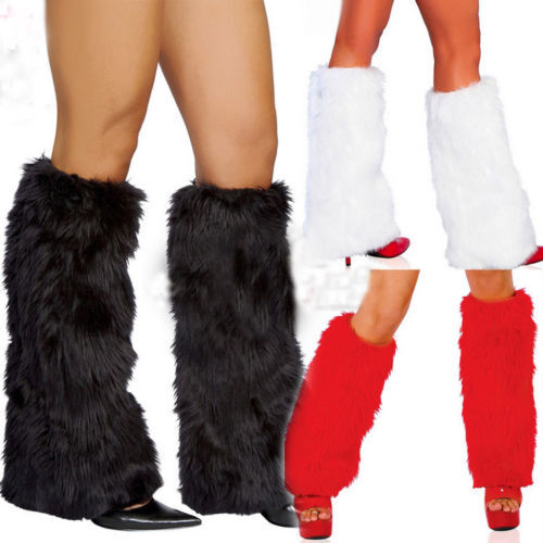 ยี่ห้อใหม่ผู้หญิงเซ็กซี่ Faux ขนสัตว์ขาอุ่น Rave Fluffies Lady Boot Santa Christmas ฤดูใบไม้ร่วงฤดูหนาว Warm ขาอุ่น