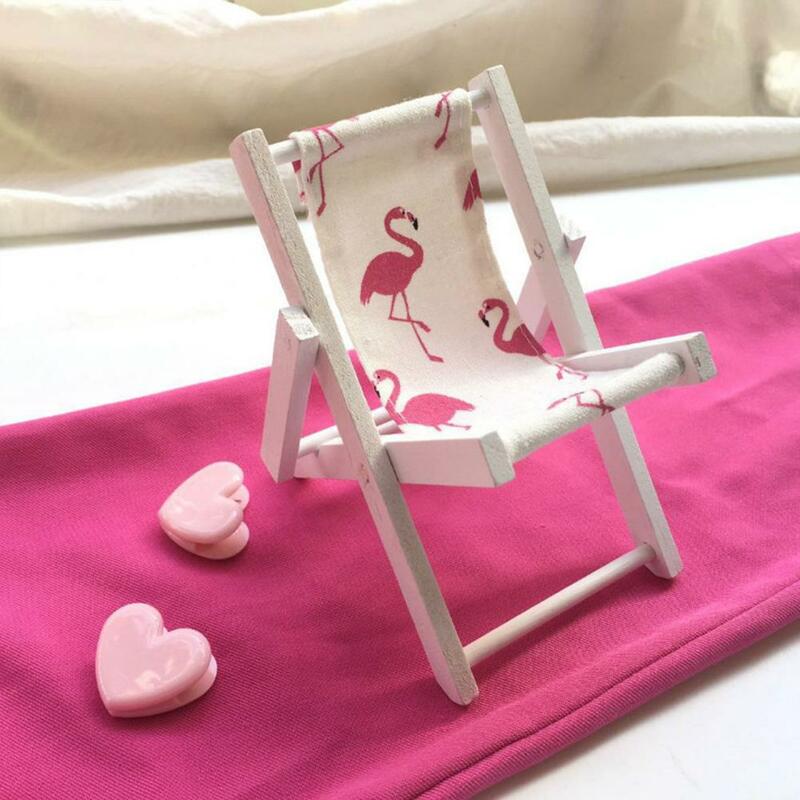 สาวหัวใจสีชมพู Flamingo สับปะรดรูปแบบไม้ Mini เก้าอี้ชายหาดเดสก์ท็อปวันเกิด Party Figurines Miniatures Home Decor