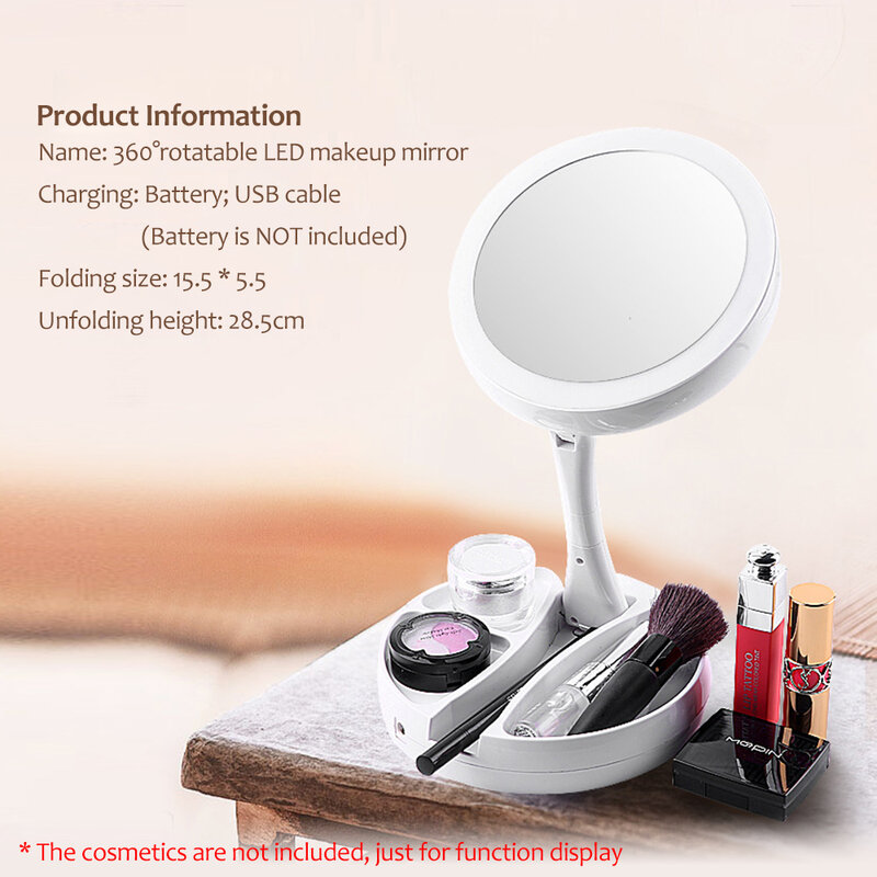 Abody Makeup LED Lighted Makeup Mirror Vanity Compact Make Up Pocket mirrors Vanity Cosmetic hand Mirror 10X Magnifying Glasses