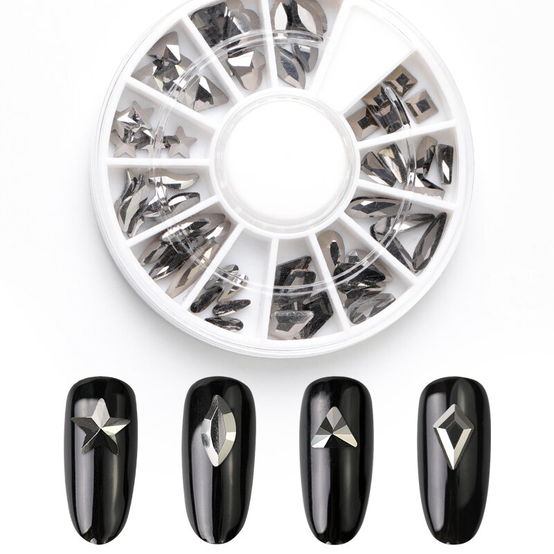 1 wheel crystal nail gems rhinestones for Nail Art glass geometry flower jewelry nail stone decoration manicure