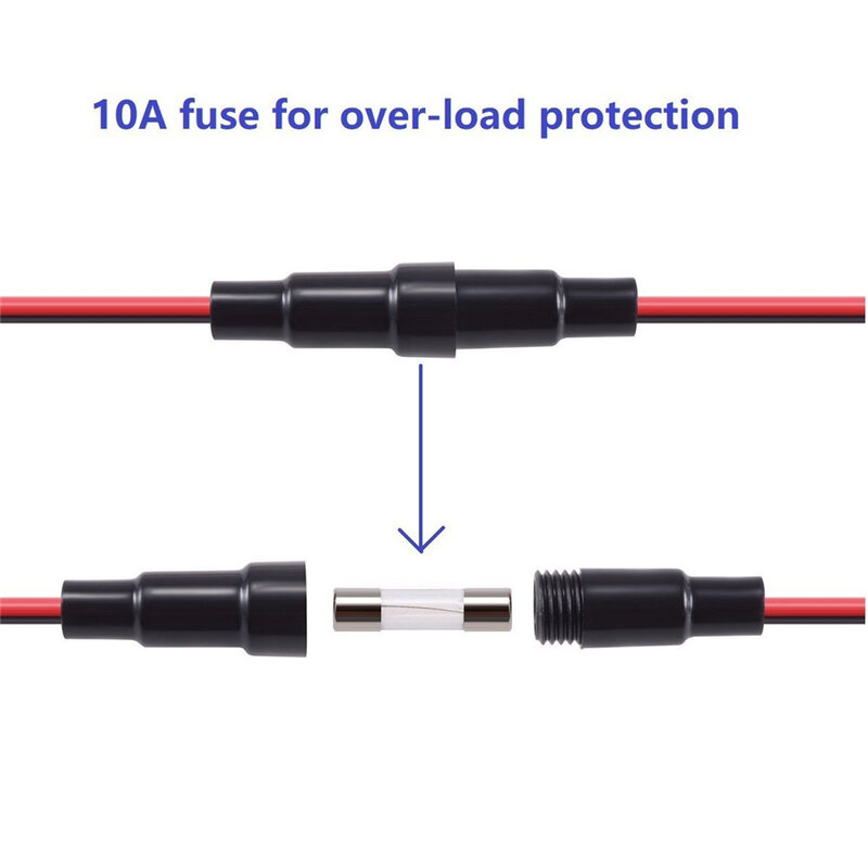 Double prise de courant USB LED, 2,1a & 1A (3,1a), avec fil intégré 10A, fusible pour voiture, bateau, Marine, moto