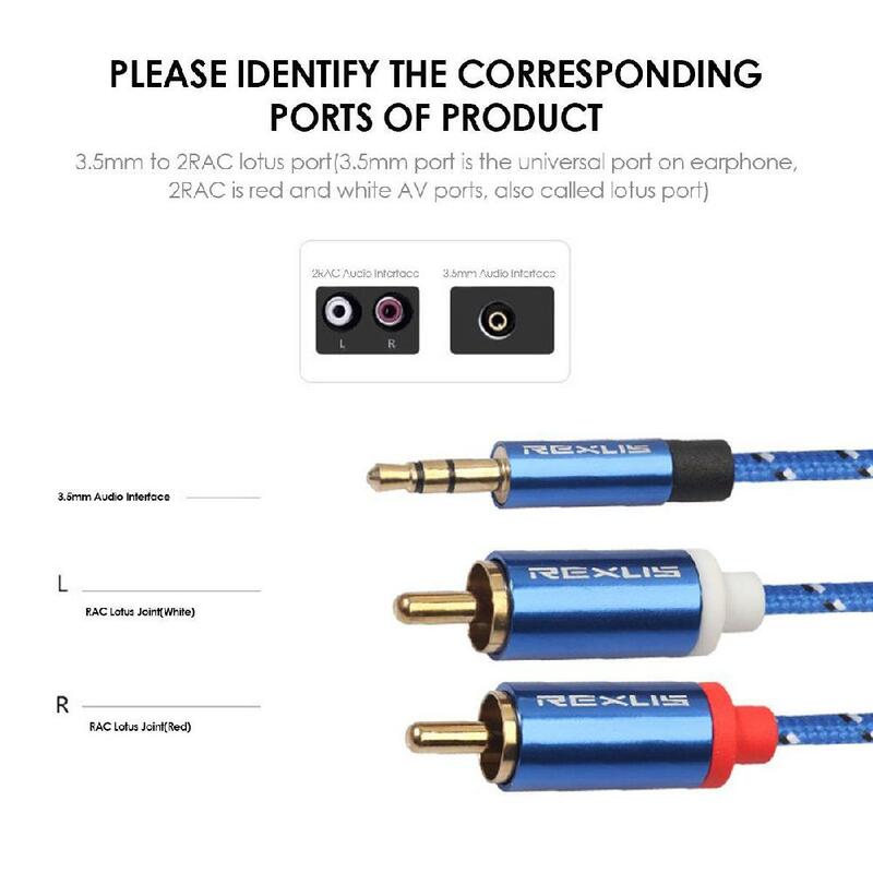 Pc 0,5 м |. 8 м | 3 м 3,5 мм до 2RCA мужской аудио вспомогательный Aux стерео Y сплиттер кабель Шнур R5