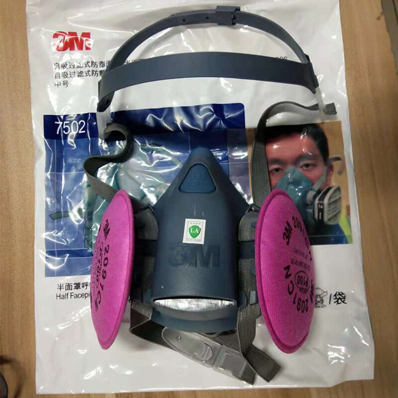 11in1 3M 7502 máscara de media cara con 2091 pintura industrial Spray máscara de trabajo respirador Anti-polvo respirador aletas