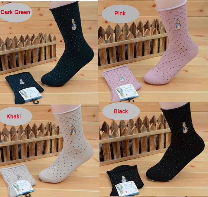 ถุงเท้าผ้าฝ้ายลายจุดถุงเท้าข้อต่ำสำหรับเด็กผู้หญิงอายุ3-5/5-8ปีถุงเท้าลายการ์ตูนกระต่ายหนึ่งคู่ KAOS Kaki anak perempuan