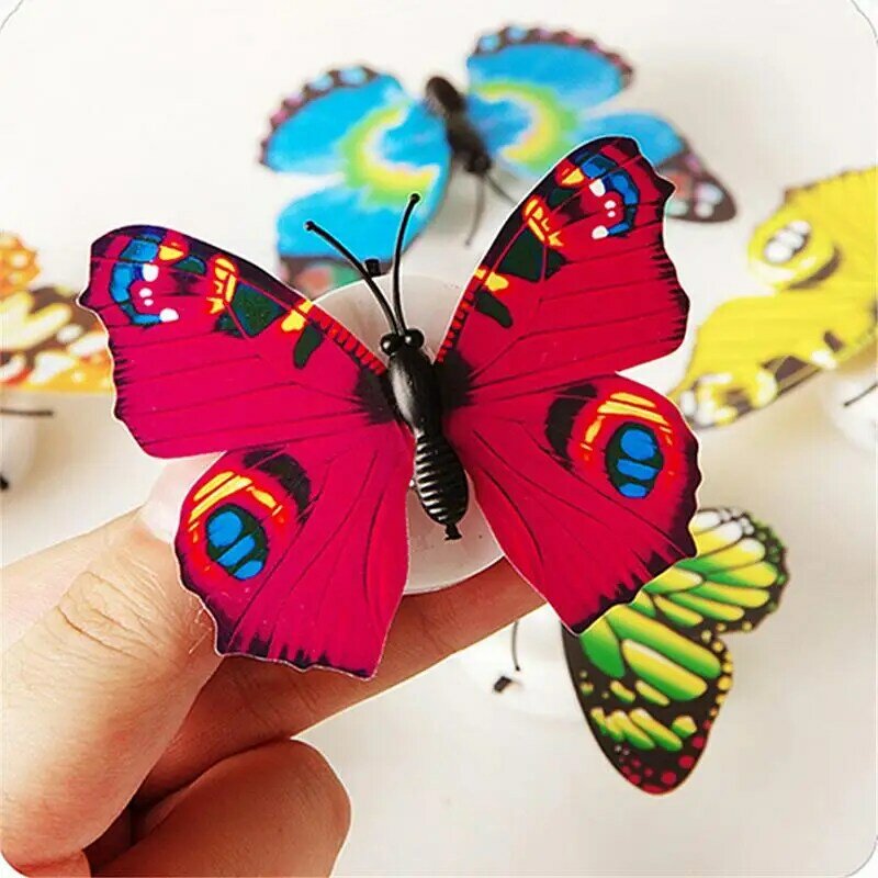 10PCS/lot Night Light Lamp With Suction Pad Colorful Changing Butterfly LED Night Light Lamp Home Room Party Desk Wall Decor