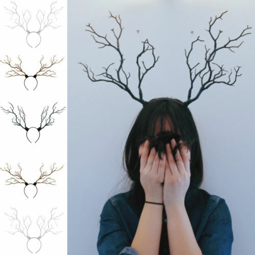 Long Antlers Tree Branches Horns Hat Hair Headband Cosplay Party Fancy Dress NEW
