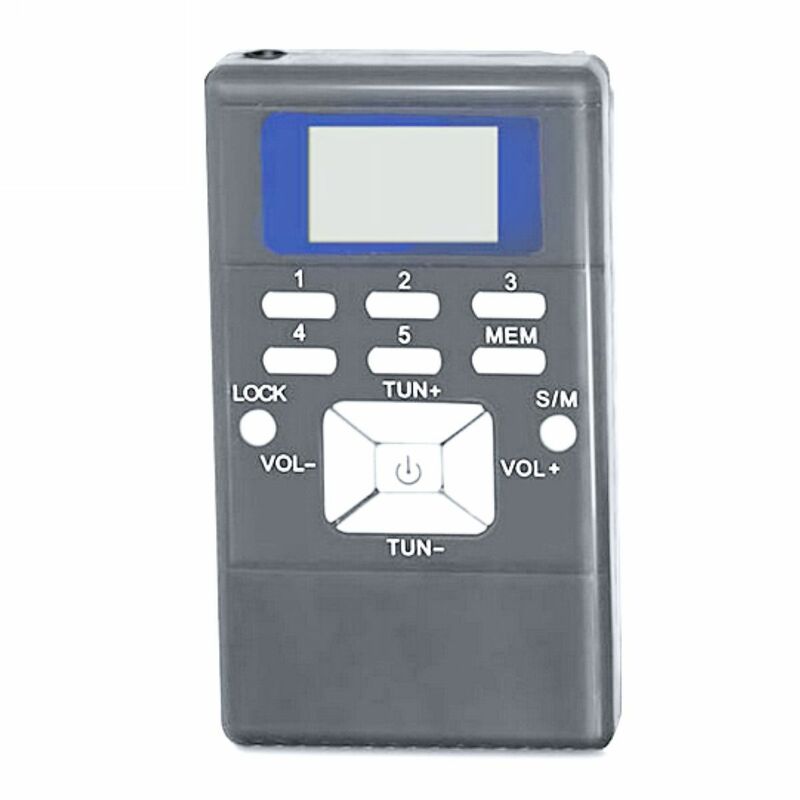 Radio FM Digital portátil de mano, receptor de Radio FM portátil de 60-108MHz con carcasa de plástico Gris, funciona con batería y auriculares
