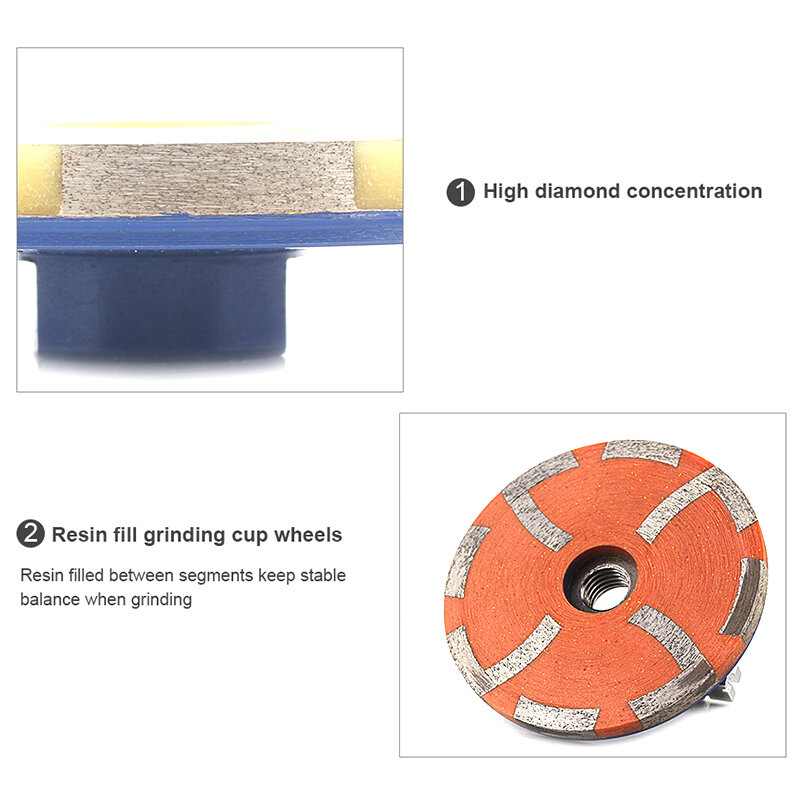 DC-RCW 3pcs/set Diameter 100mm resin filled steel core stone 4 inch diamond cup wheels for grinding stone