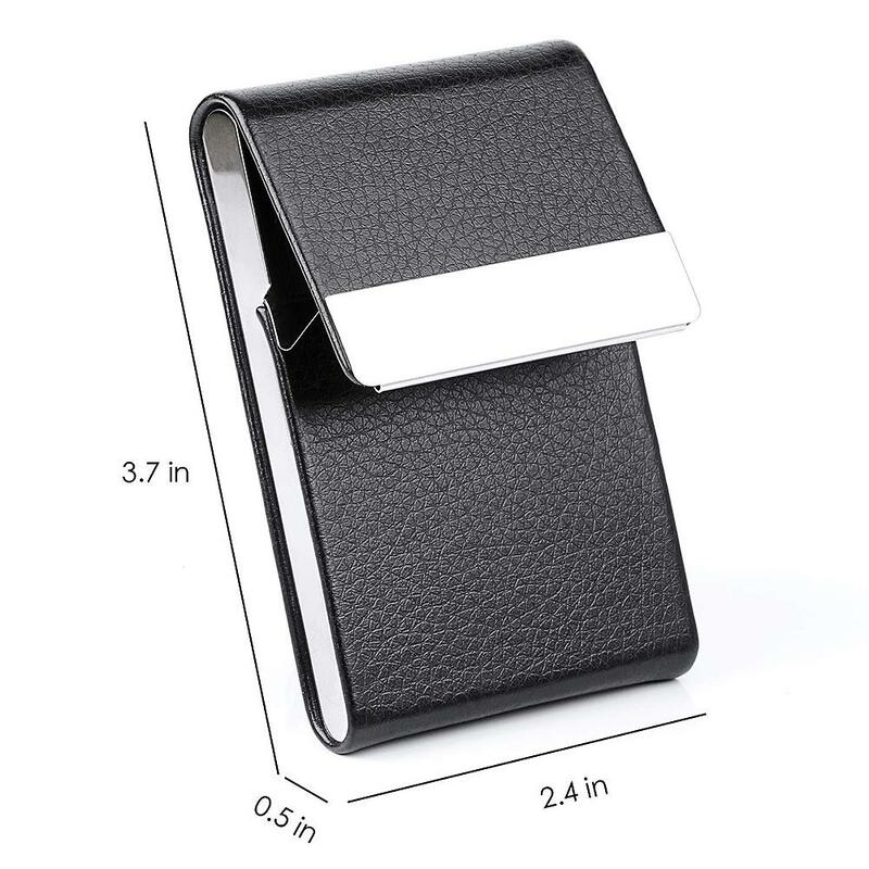 Estuche protector de tarjeta de cuero de Metal portátil para hombres para almacenamiento de tarjetas de identificación de negocios