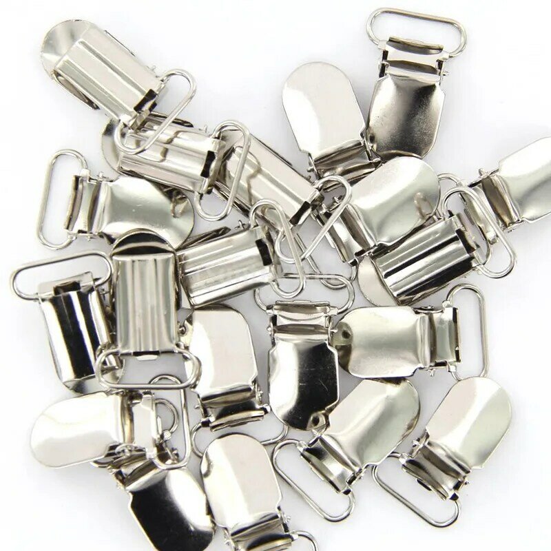 20 unids/lote de Clips de suspensión de chupete de Metal de 2,5 cm para correa de correas, accesorios de ropa DIY