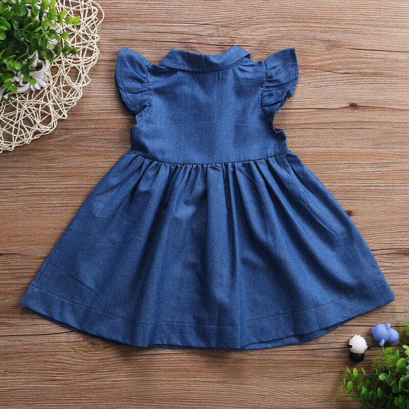 Pudcoco New Brand  Toddler Baby Kids Girl Princess Summer Sundress Party Button Dress Clothes