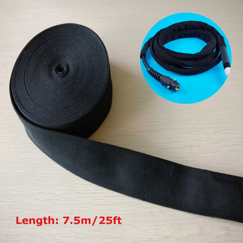 5cm x 7.5m 32mm 25 ”Nylon rękaw ochronny kabel z osłonką pokrywa Tig palnik plazmowy wąż hydrauliczny rękawy kablowe