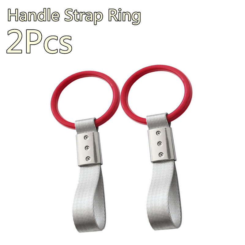 2 X Red Round Interior Hang Ring Hand Strap Charm Drift Hook for Subway Train Bus Car Interior Ring Circle