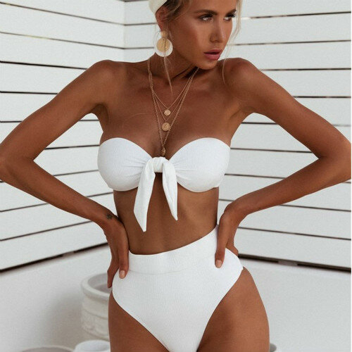 UK nouvelles femmes Bikini noué ensemble maillot de bain taille haute dames maillot de bain maillot de bain d'été vêtements de plage
