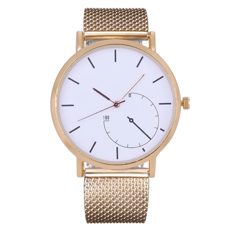 Relógio com pulseira de malha feminino, relógio de quartzo para mulheres, em aço inoxidável, simples, com pulseira de malha, presente para casamento