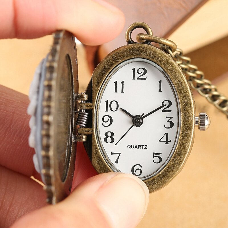 미녀와 야수 레드 로즈 유리 돔 쿼츠 포켓 시계, 80cm 목걸이 펜던트, 로맨틱 기념품 선물 수집품