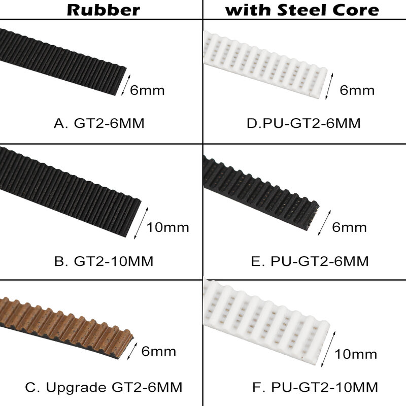 Резиновый ремень полиуретан со стальным сердечником Gt2, 1 метр, Ремень ГРМ GT2 шириной 6 мм/10 мм для 3D-принтера