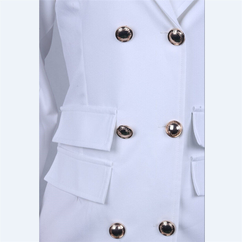 สีขาวสุภาพสตรี blazer ชุดผู้หญิงเสื้อสูทฤดูหนาวเซ็กซี่แขนยาวหญิงปุ่ม blazer แจ็คเก็ตสาว 2019
