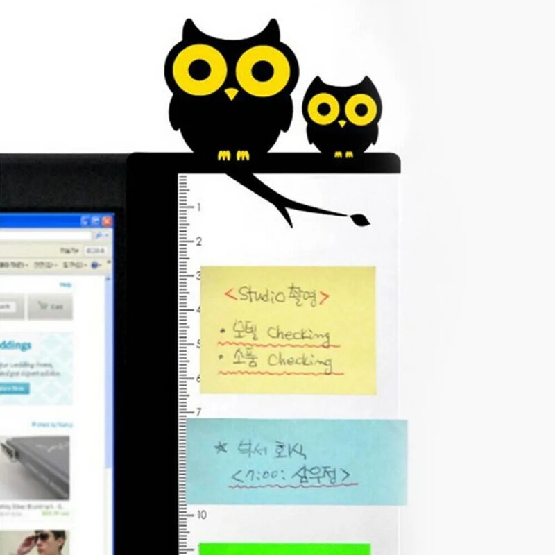 1 pares Bonitos Dos Desenhos Animados Acrílico Placa de Mensagem Notas Memo Tabs com Régua para Computador PC Laptop Telas de Monitores de Televisão