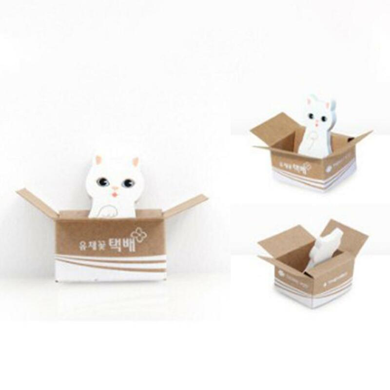 Gato cão caixa adesivos bonito dos desenhos animados coreano papelaria notas pegajosas escritório material escolar bloco de notas scrapbook r20