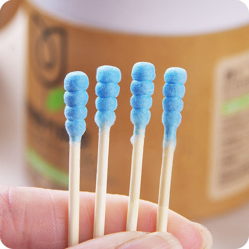 200pcs Double-sided Bamboo Cotton Swab Wood Sticks Ears Deep Cleansing Oral Swabs Glue Brush Microbrush Wooden Cotton Buds Care