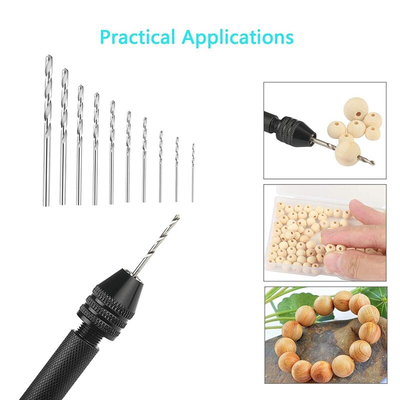 Hand Drill Set Precision Pin Vise With 49 Pcs Mini Twist Drill Bits For Model,Diy,Jewelry Making,Multipurpose Rotary Tool Dril